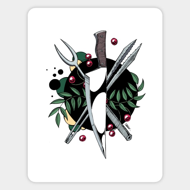 Chef Crest Logo - Tattoo Style Magnet by Indi Martin